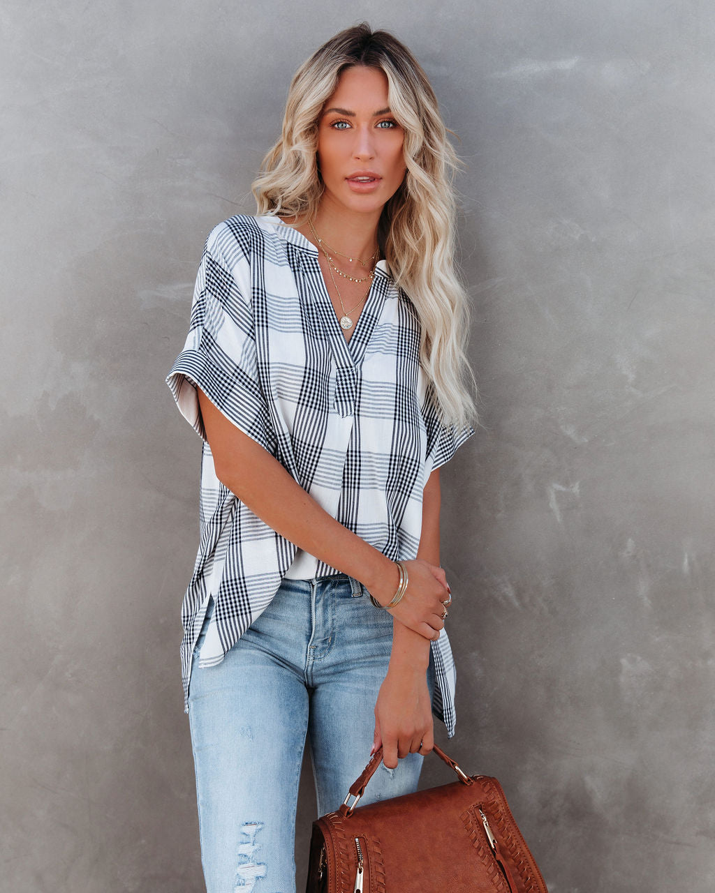 Be Organic Plaid Relaxed Top