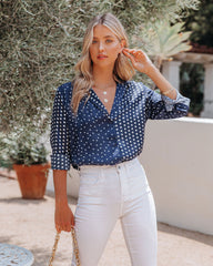 Be Yourself Satin Polka Dot Blouse