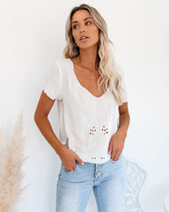 Beatrix Embroidered Mesh Eyelet Top