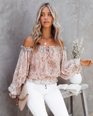 Beatrix Floral Chiffon Off The Shoulder Blouse