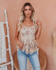 Beaufort Floral Eyelet Peplum Tank