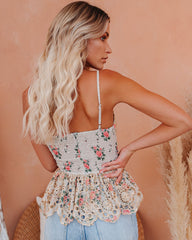 Beaufort Floral Eyelet Peplum Tank