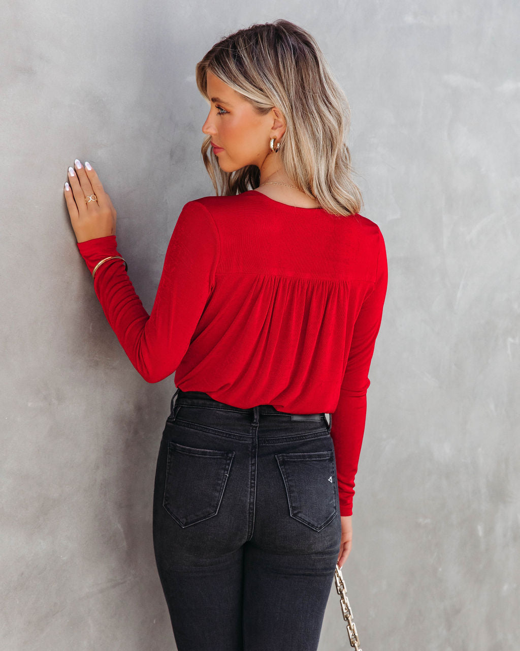 Becky Drape Bodysuit - Red