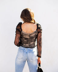 Belle Lace Up Cropped Lace Top