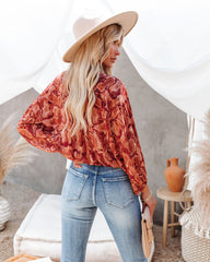 Bernal Printed Button Down Crop Blouse