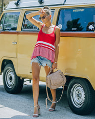 Beside You Cotton Striped Peplum Tank