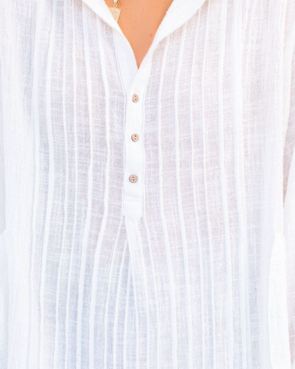 Bessie Cotton Pocketed Pintuck Button Down Top