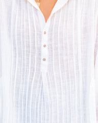 Bessie Cotton Pocketed Pintuck Button Down Top