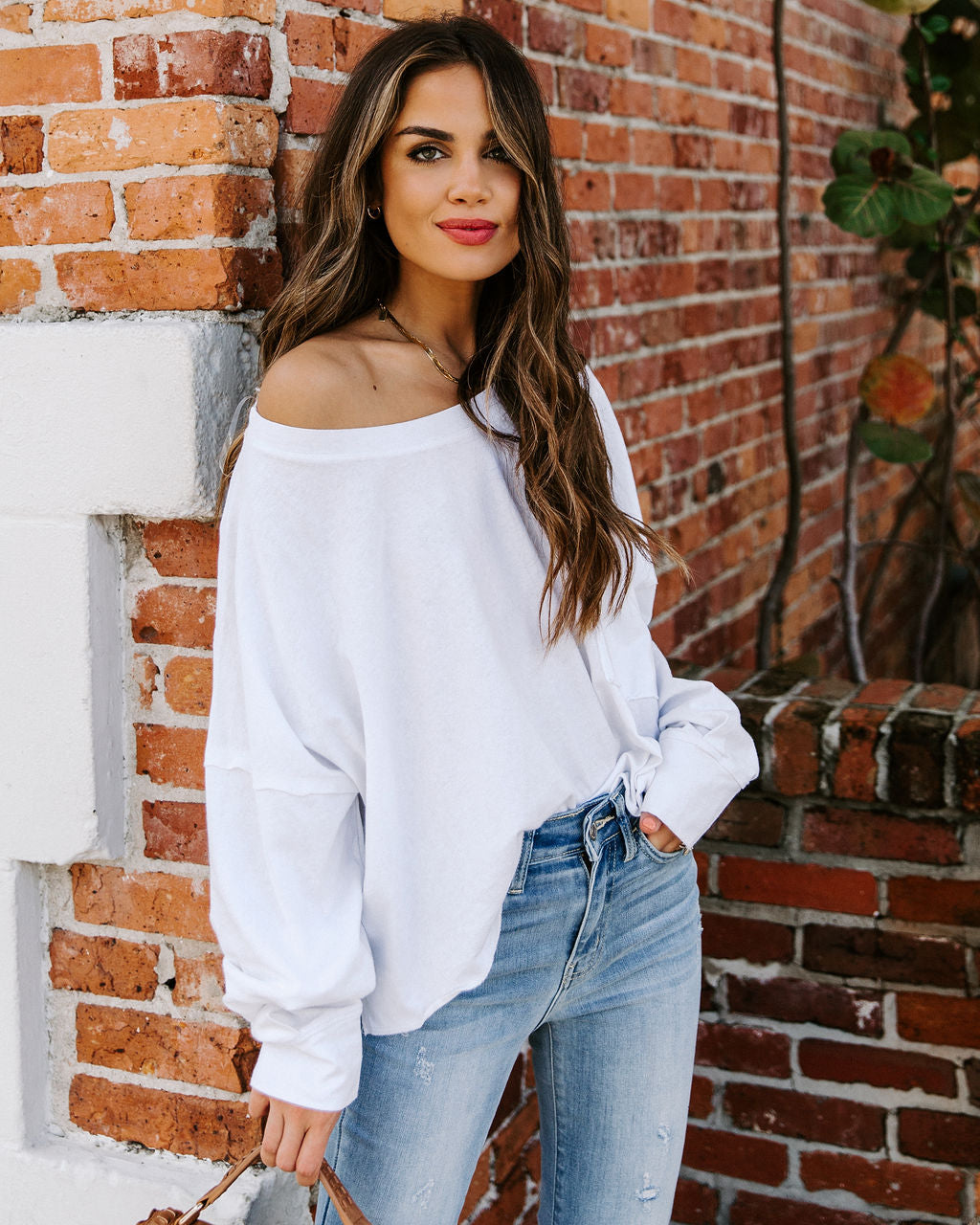 Better Late Than Never Cotton Long Sleeve Top - White