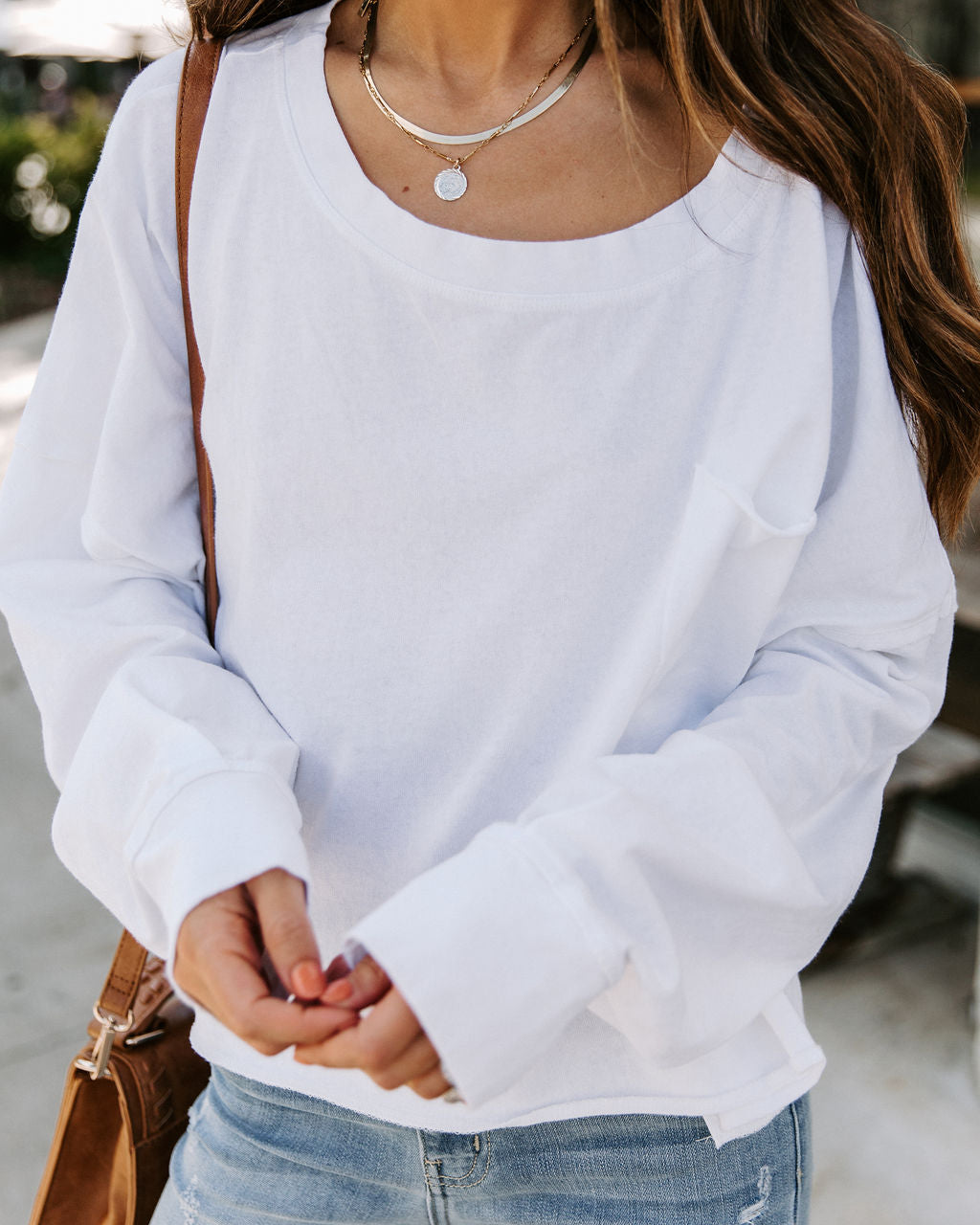 Better Late Than Never Cotton Long Sleeve Top - White