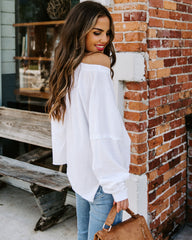 Better Late Than Never Cotton Long Sleeve Top - White