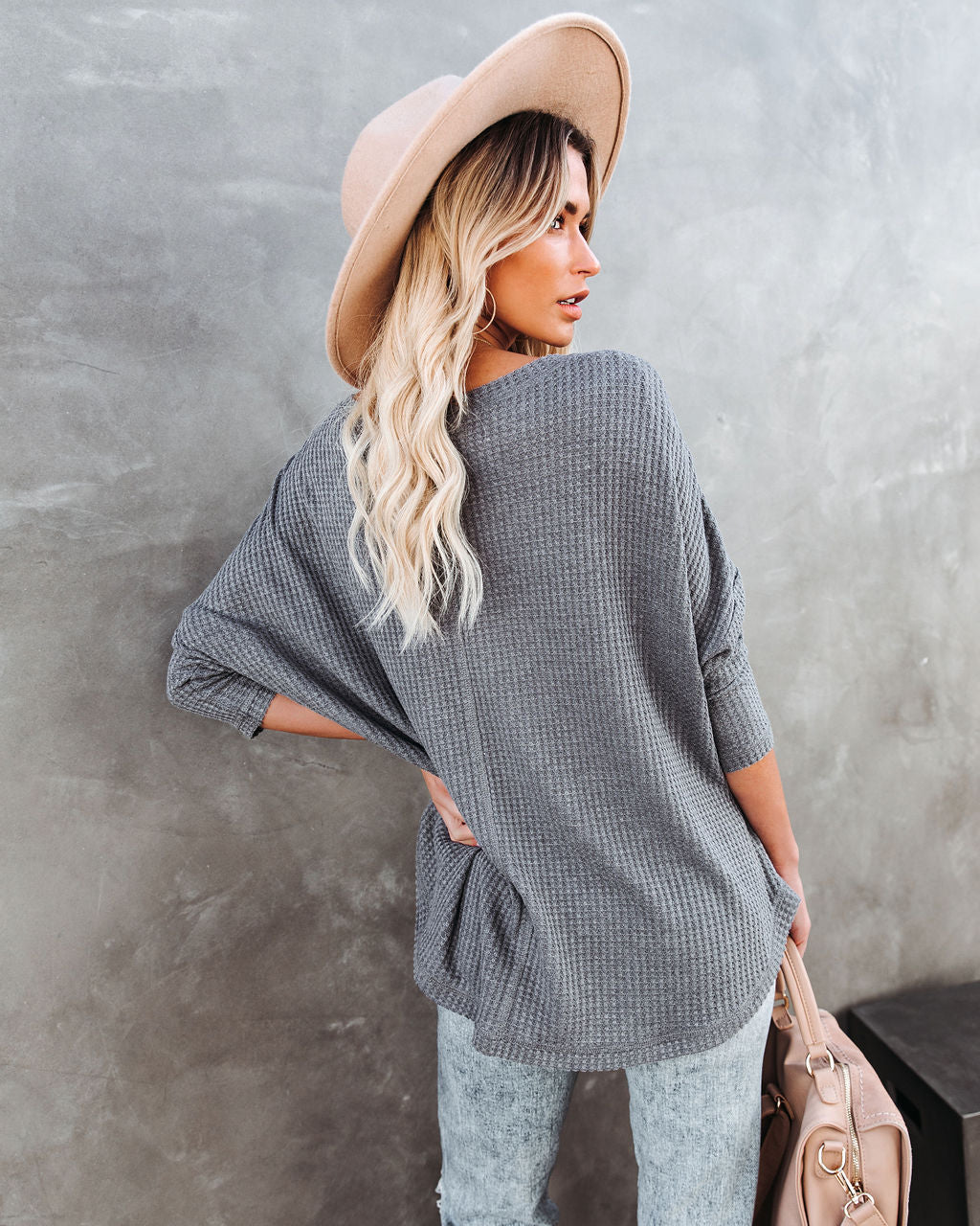 Between Us Thermal Knit Top - Charcoal