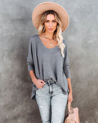 Between Us Thermal Knit Top - Charcoal