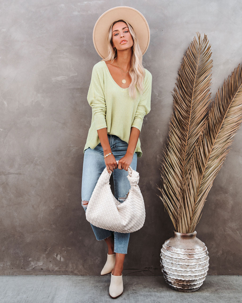 Between Us Thermal Knit Top - Lime