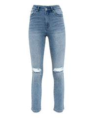 Bevie High Rise Distressed Cropped Denim