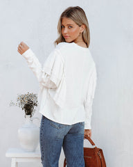 Bisso Cotton Blend Long Sleeve Ruffle Top