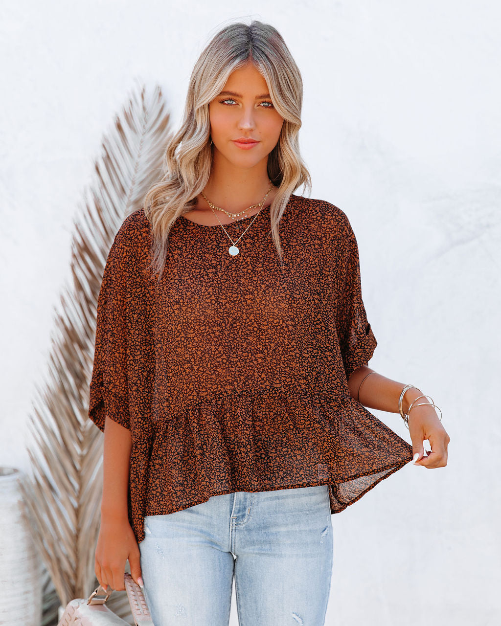 Bittersweet Relaxed Printed Peplum Top