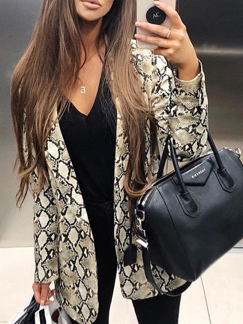 Blazer Snake Print Lapel Long Sleeve Slim Blazer