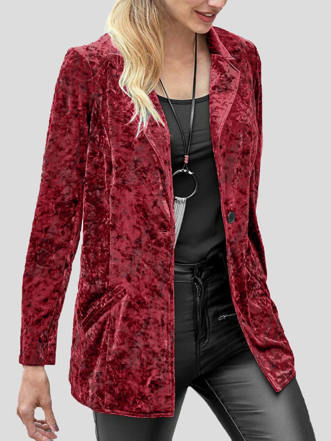 Blazers Casual Lapel Velvet Long Sleeve Blazer