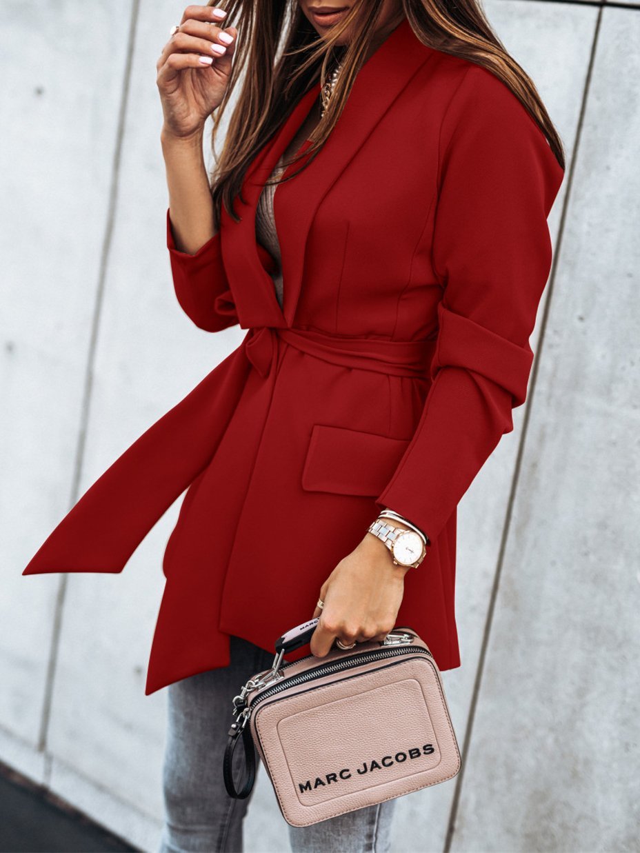 Blazers Fashion Lapel Belted Long Sleeve Blazer