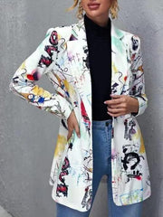 Blazers Fashion Letter Head Print Blazer