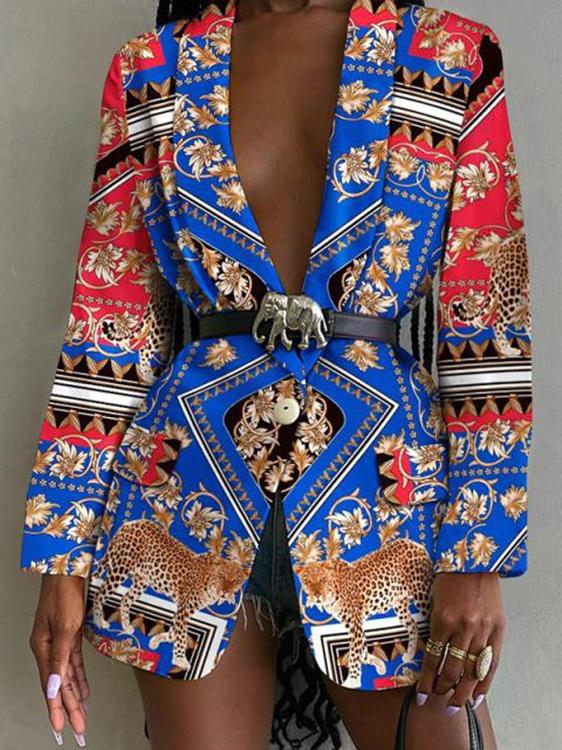 Blazers Fashion Long Sleeve Lapel Printed Blazer