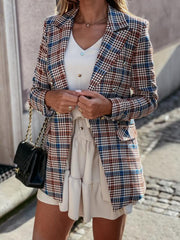 Blazers Lapel Check Pocket Button Blazer