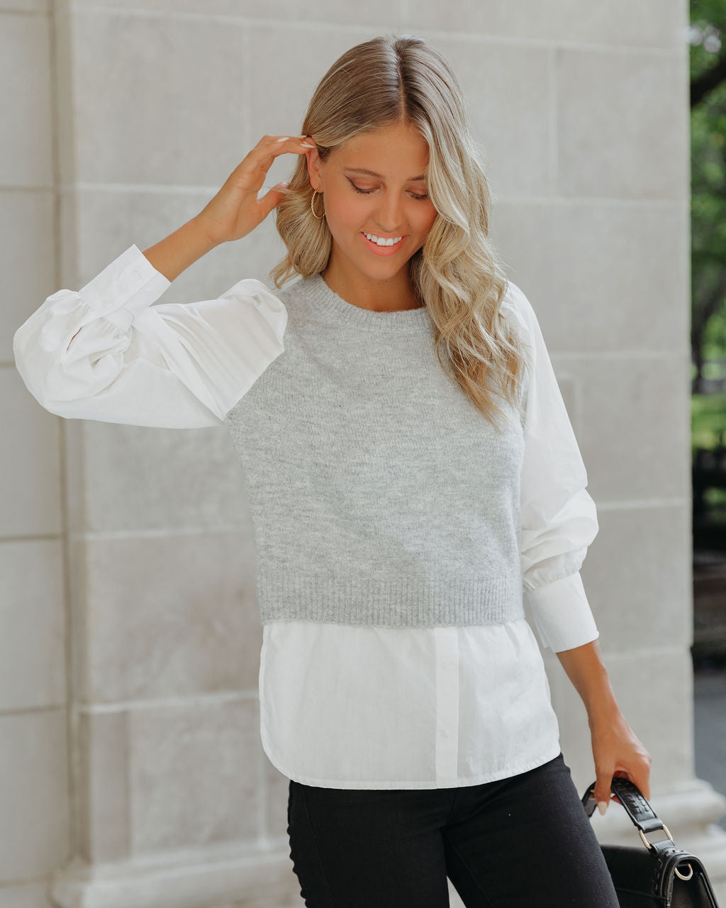 Bleecker Contrast Poplin Sweater Top