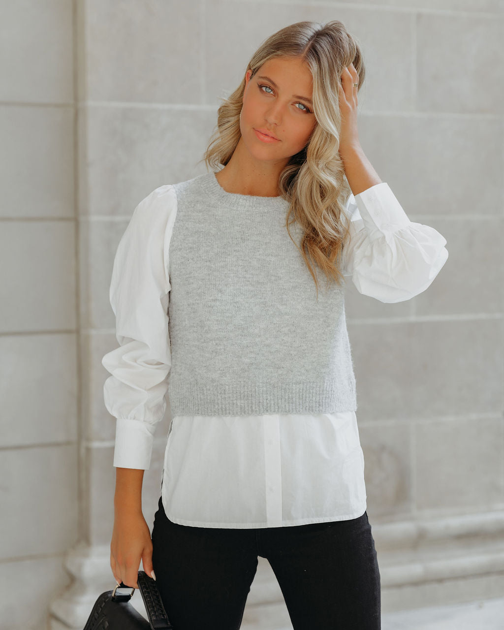 Bleecker Contrast Poplin Sweater Top