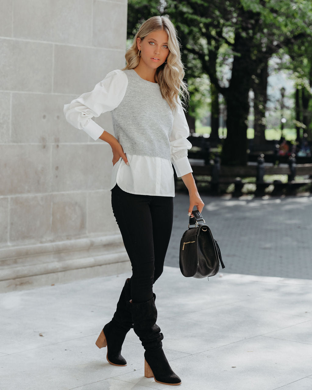 Bleecker Contrast Poplin Sweater Top