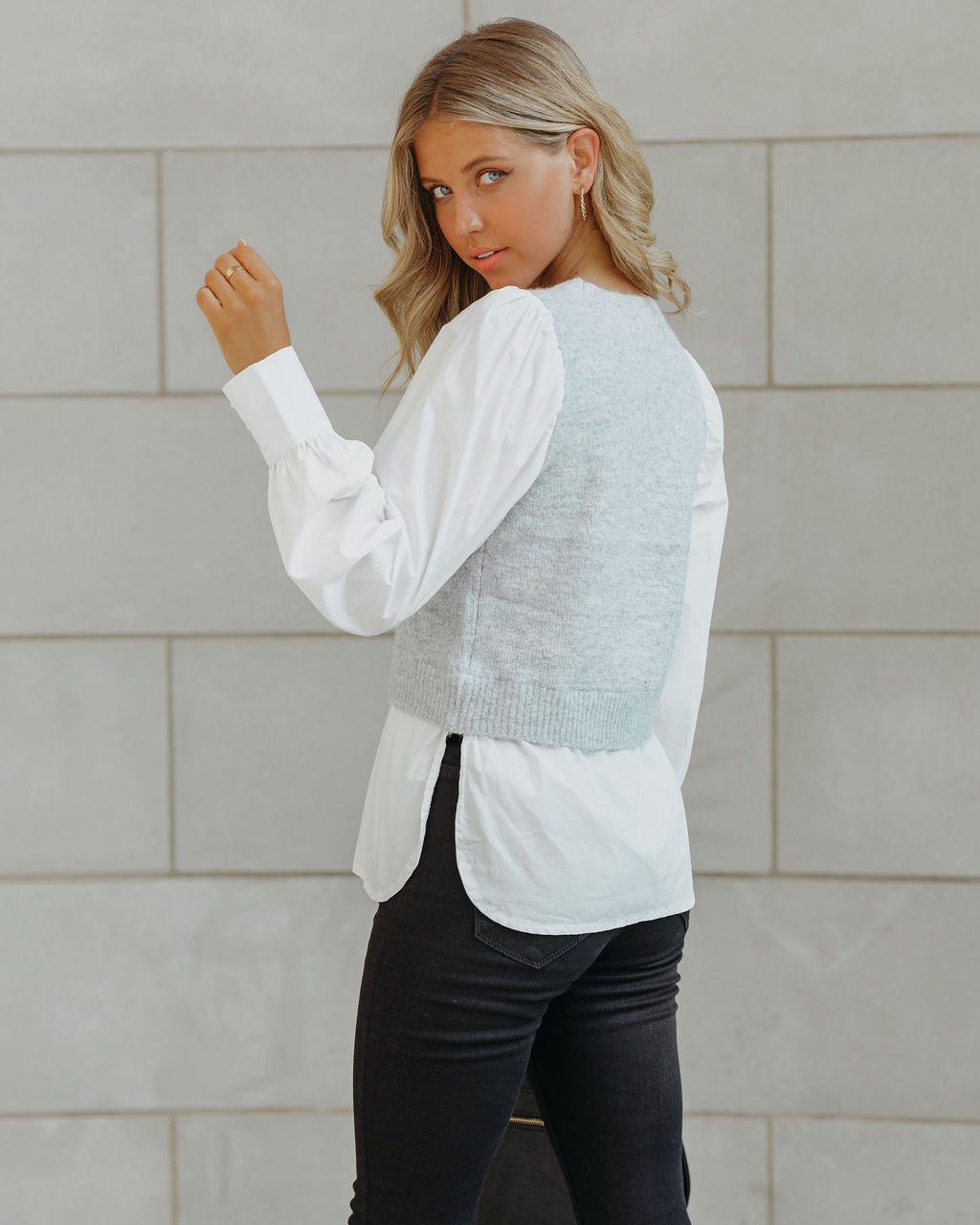 Bleecker Contrast Poplin Sweater Top