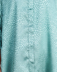 Blue Moon Satin Embossed Button Down Blouse - Jade