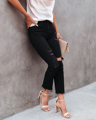 Bobbi High Rise Distressed Straight Leg Denim