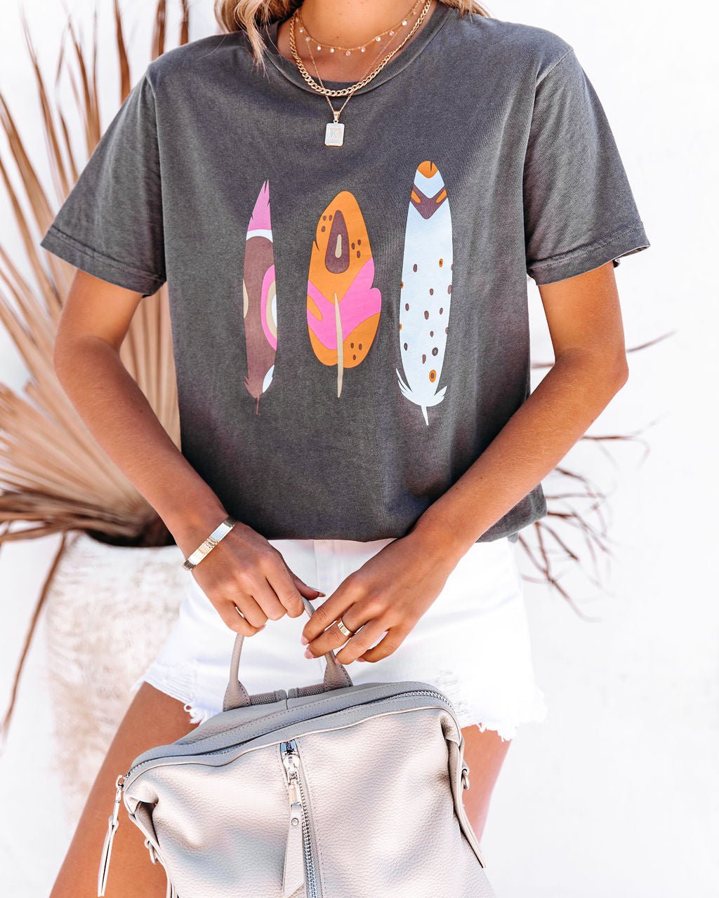 Boho Feathers Cotton Tee