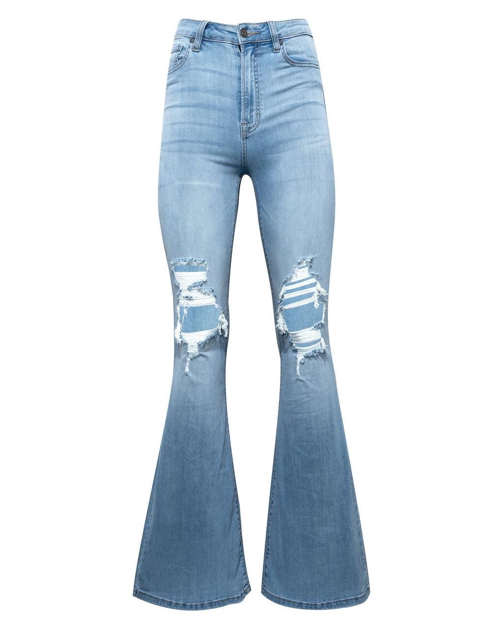 Bradly High Waisted Distressed Flare Denim Pants