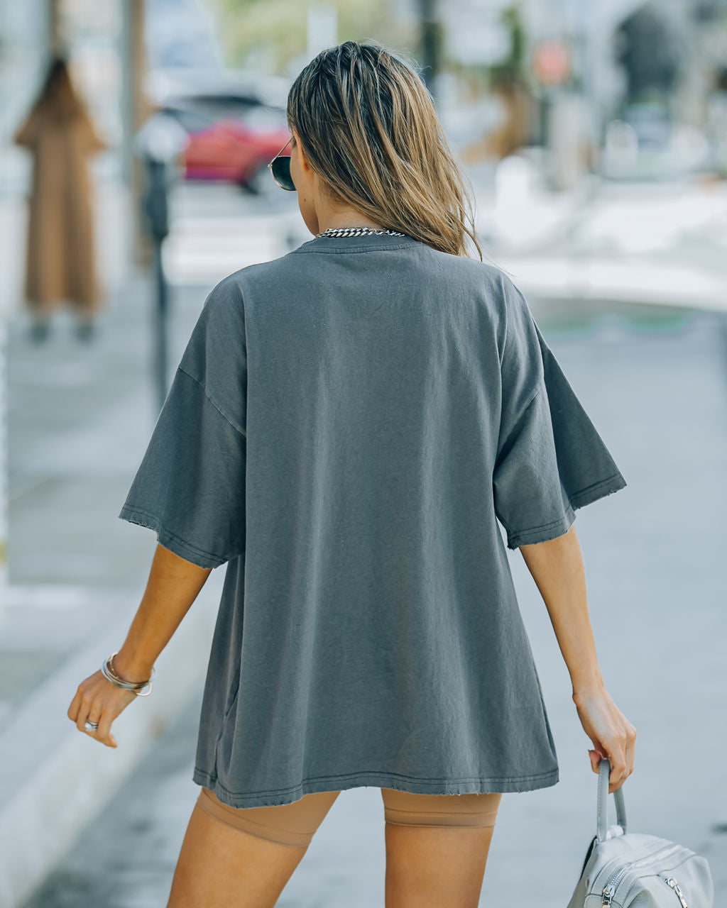 Brandon Cotton Oversized Tee - Charcoal