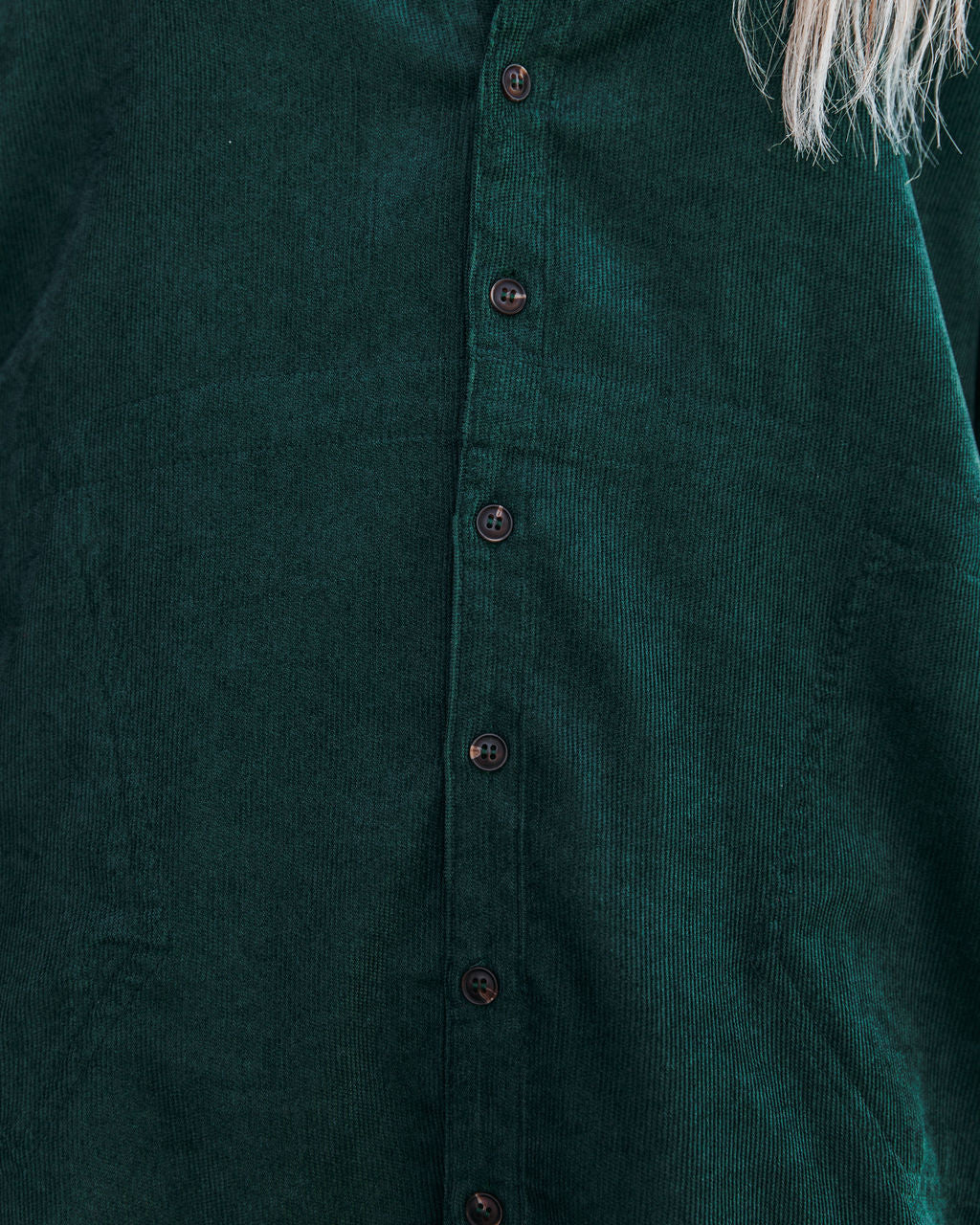 Brayden Corduroy Pocketed Button Down Tunic - Pine