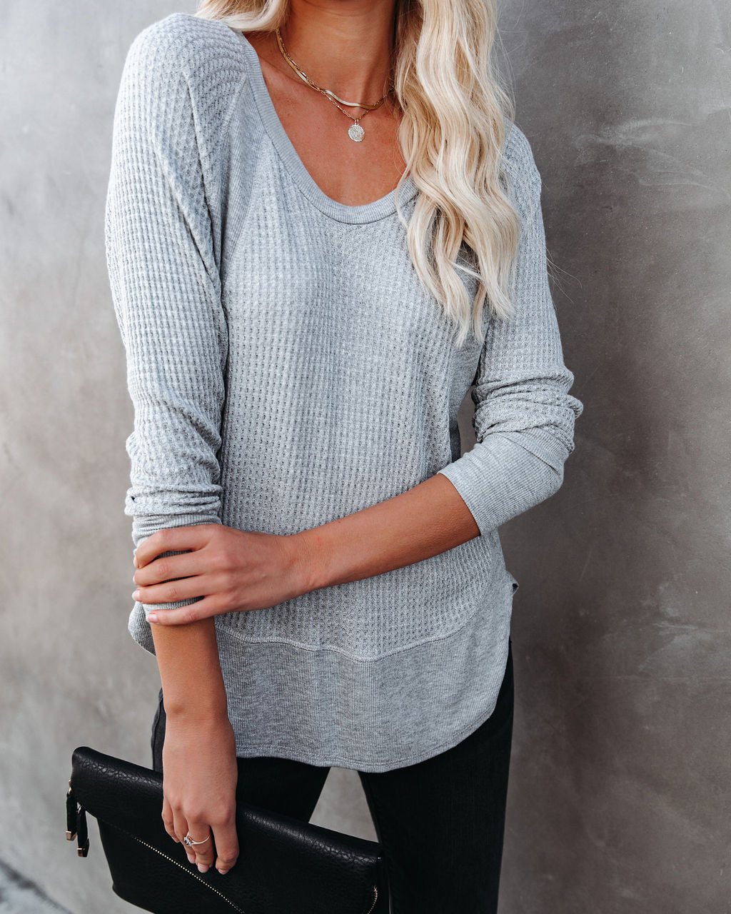 Breckenridge Thermal Contrast Top - Heather Grey