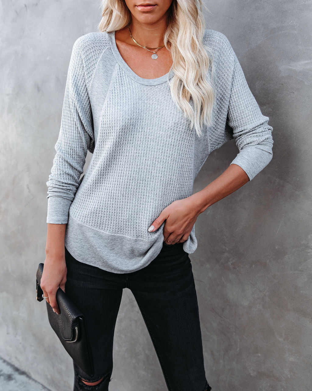 Breckenridge Thermal Contrast Top - Heather Grey