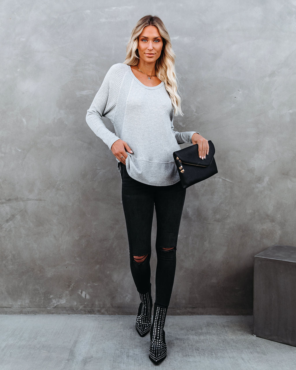 Breckenridge Thermal Contrast Top - Heather Grey