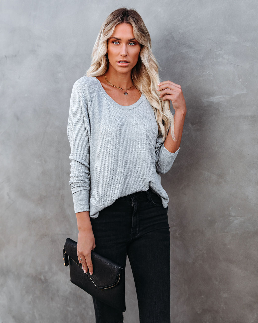 Breckenridge Thermal Contrast Top - Heather Grey