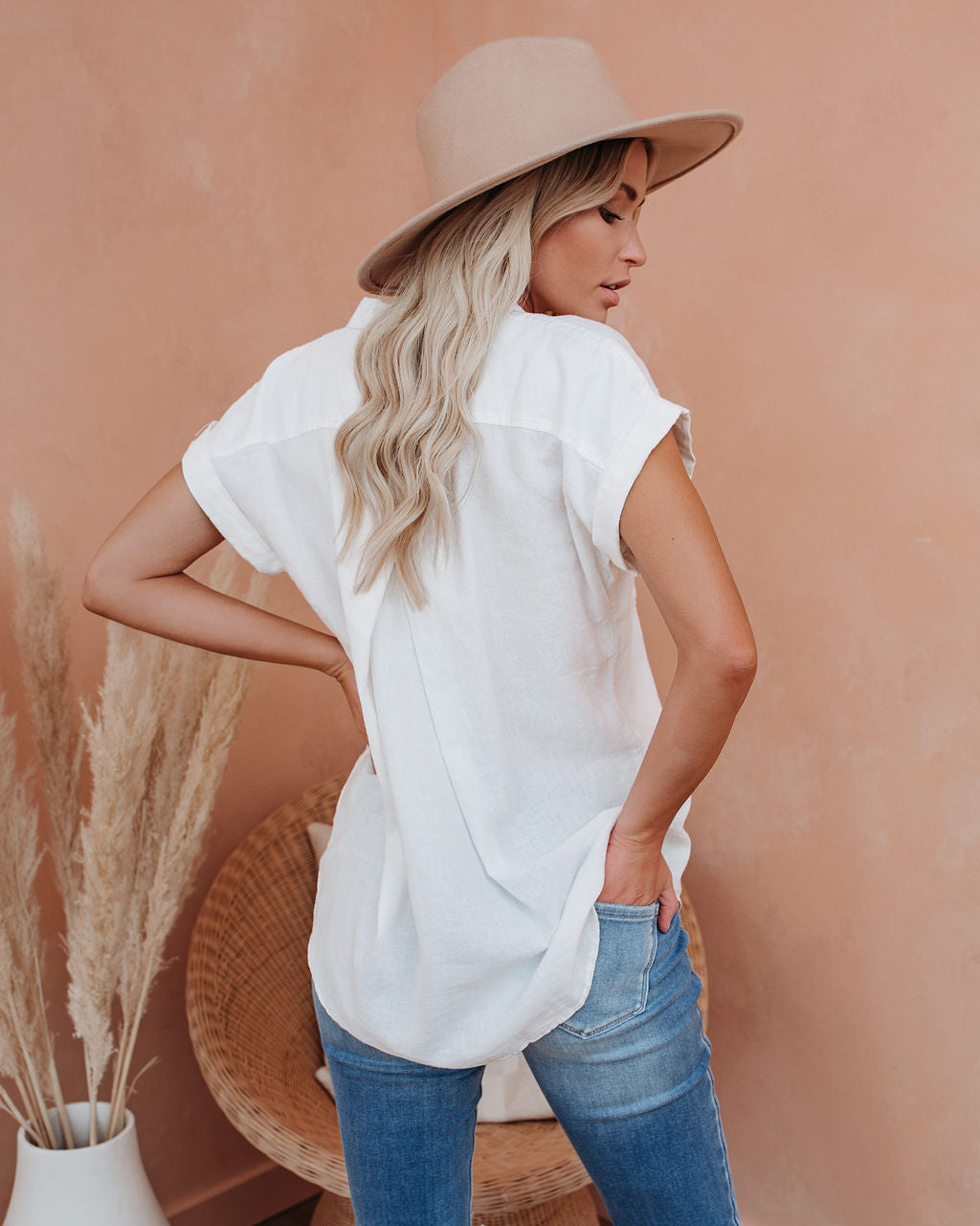 Brielle Linen Blend Button Down Top