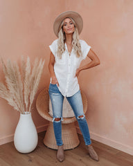 Brielle Linen Blend Button Down Top