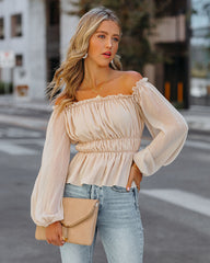 Brielle Shimmer Off The Shoulder Blouse