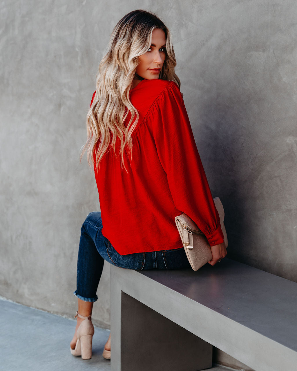 Bright As A Button Blouse - Red