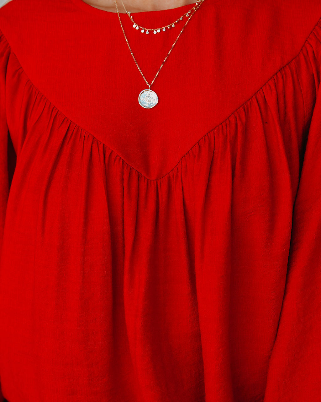 Bright As A Button Blouse - Red