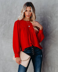 Bright As A Button Blouse - Red