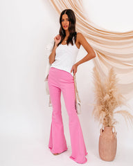 Bright + Breezy Bell Bottom Denim Pants - Pink