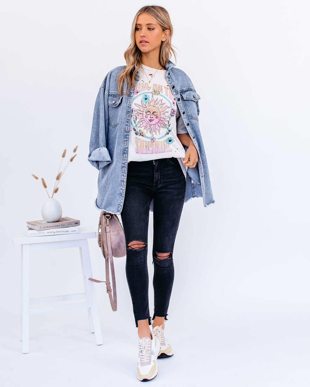 Bring On The Sunshine Cotton Distressed Tee