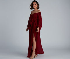 Britt Off-The-Shoulder Chiffon Formal Dress